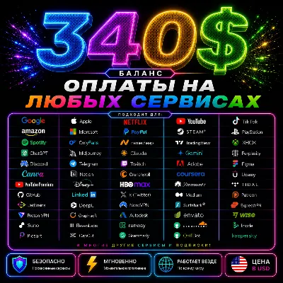 340$ US Карта для оплаты на любых сервисах • Баланс в USD - irongamers.ru