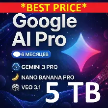 Google AI Pro 6 Месяцев | Gemini 3.1 Pro + 5TB | ГОТОВЫЙ НОВЫЙ АККАУНТ GMAIL | Гарант