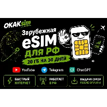 Зарубежная eSIM работает в РФ | YouTube Telegram ChatGPT | 20 ГБ
