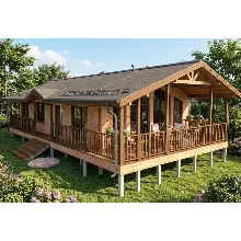 FH‑7: проект дома 157 м² (каркас + сваи + терраса)