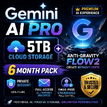Gemini AI Pro + 5 ТБ хранилища + Anti‑Gravity Flow — 6 месяцев — Личный аккаун