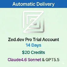 Zed.dev Pro Trial Account 14 дней | Баланс $20 | GPT5.5 | Автоматическая доставка