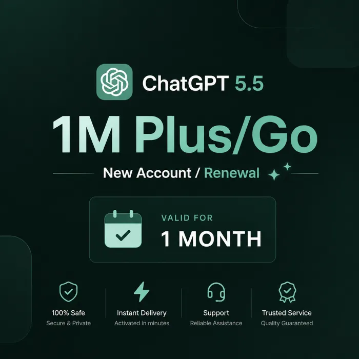 ChatGPT 5.5 1M Plus · Go – Новый аккаунт · Продление
