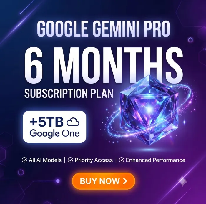 Google AI Pro 6 месяц + 5 ТБ хранилища · Gemini Pro, Veo, Nano Banana