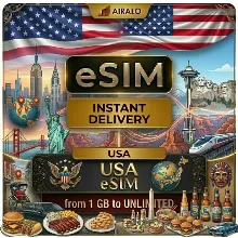 eSIM - США | Глобальный мобильный интернет | от 1 ГБ до безлимита | Премиум AIRALO