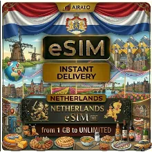 eSIM Нидерланды Nederland Мобильный Интернет 1 ГБ до Безлимит AIRALO Premium