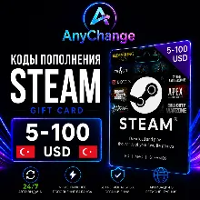 STEAM GIFT CARD 5-100 USD [TR] | КОДЫ ПОПОЛНЕНИЯ CТИМ | ПОДАРОЧНЫЕ КАРТЫ CODE | 24/7