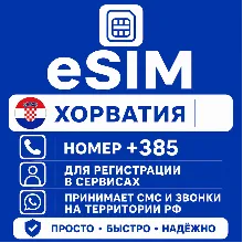 eSIM Хорватии Номер телефона (+385) еСим