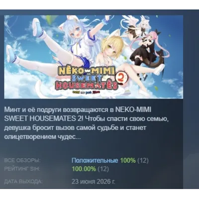 NEKO-MIMI SWEET HOUSEMATES Vol. 2 АВТОДОСТАВКА STEAM GLOBAL МГНОВЕННО ЛИЦЕНЗИЯ - irongamers.ru