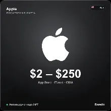 Apple Gift Card США · номинал $2–$250 · Автовыдача кода