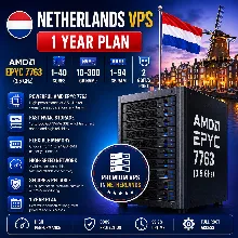 Нидерланды VPS - 1 Год | AMD EPYC 7763 | Быстрый NVMe | Порт 2 Гбит/с