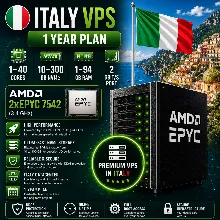 Италия VPS - 1 Год | AMD 2xEPYC 7542 | Быстрый NVMe | Порт 2 Гбит/с