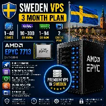 Швеция VPS - 3 Месяца | AMD EPYC 7713 | Быстрый NVMe | Порт 2 Гбит/с