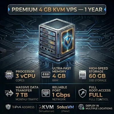 4 GB KVM VPS - 1 Год | 3 vCPU | 60 GB SSD | 4 GB RAM | 1Gbps - irongamers.ru