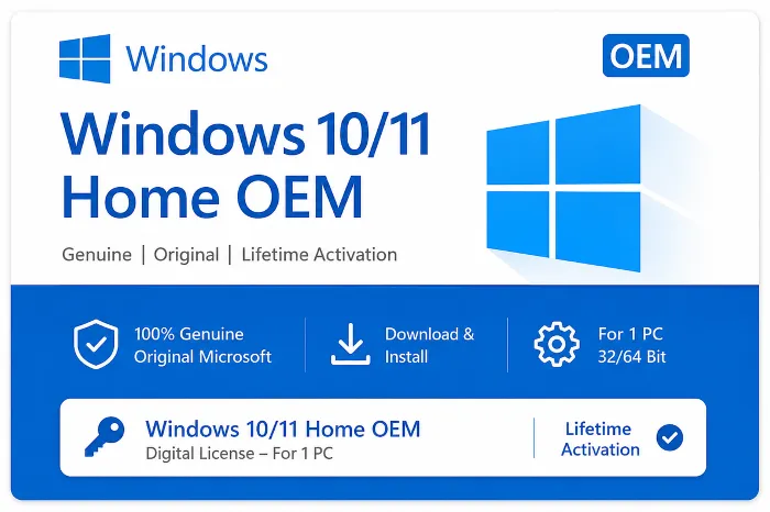 Windows 10 · 11 Home OEM · Онлайн-ключ активации