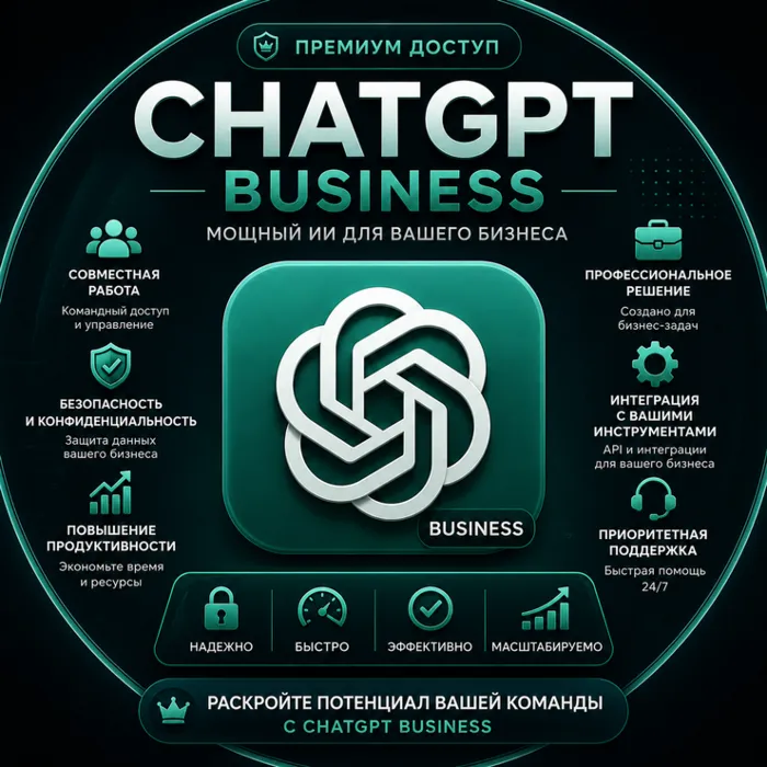 Место в тарифе ChatGPT Business Team · Ежемесячное продление · Личное рабочее простра