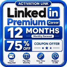 LinkedIn Premium Career 12 месяцев | Купон 75% | Оплата 25% ежемесячно