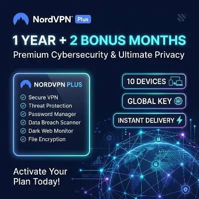 NordVPN Plus | 1 год + 2 месяца в подарок | 10 устройств | Global Key
