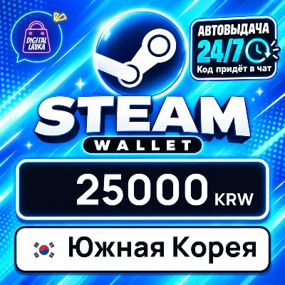 Steam Wallet Южная Корея 25000 KRW цифровой код — автовыдача 24/7 - irongamers.ru