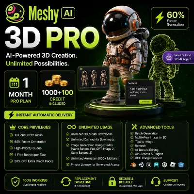 Meshy AI 3D | Pro / Premium • 1 месяц • Текст/изображение в 3D - irongamers.ru
