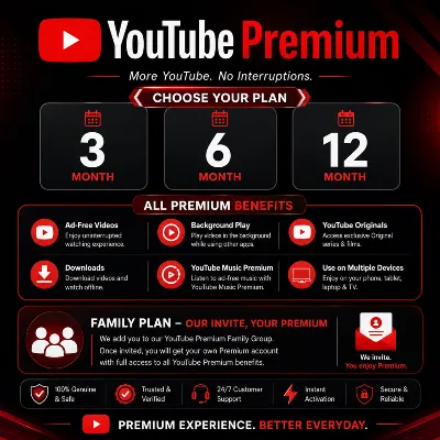 YOUTUBE PREMIUM 12 Month LINK | Activation Through FAMILY PLAN | SAFE No BAN Stops - irongamers.ru