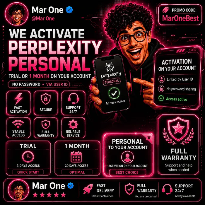 Perplexity Pro на 1 месяц · Прямая активация по User ID · Без пароля · Гарантия