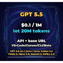 GPT 5.5 | 20 МЛН ТОКЕНОВ | АВТОВЫДАЧА 24/7 | API VS•Code/Cursor/CLI/Боты