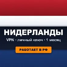 VPN ВПН НИДЕРЛАНДЫ | Личный ключ VLESS Reality | Работает в РФ | 1 месяц | Happ