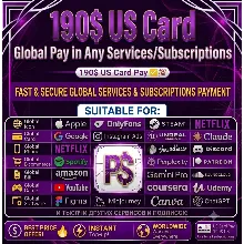 190$ US Card | Pay Any Global Service (App Store, Steam, AI,google,claude,)