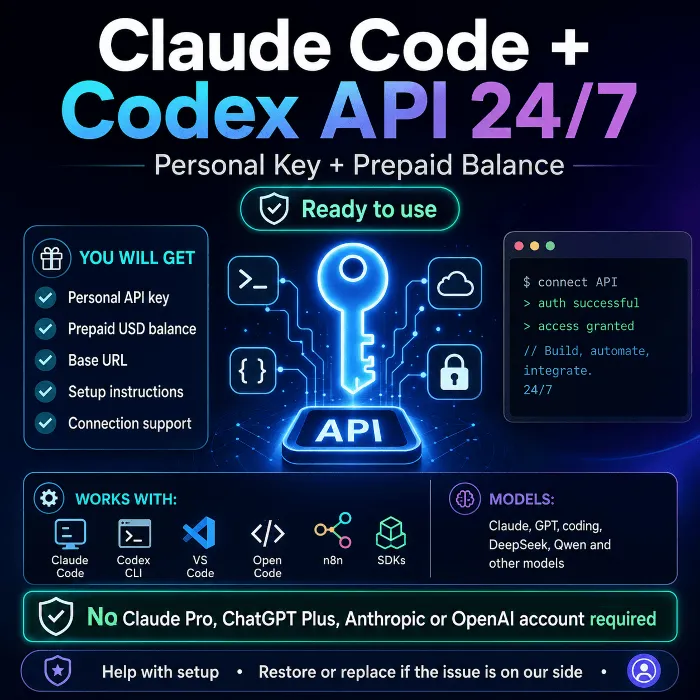 [АВТО 24 · 7] Дешевый Claude Code + Codex API · GPT-5.6 · Opus 5 · Sonnet 5