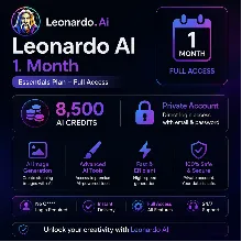 Leonardo AI Essentials (1 месяц) | 8 500 AI-кредитов | Личный аккаунт (почта + пароль