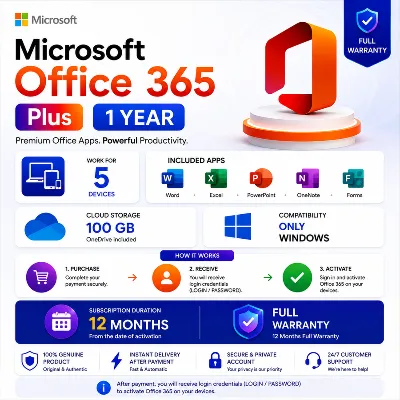 🛍️ Microsoft Office 365 Plus — 1 год | 5 устройств | 100 ГБ в OneDrive | Windows - irongamers.ru