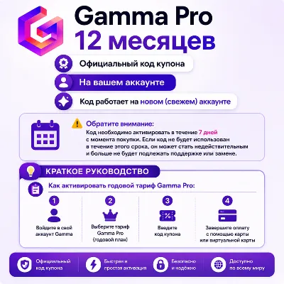 Gamma Pro на 12 месяцев | Код для активации | На ваш аккаунт - irongamers.ru