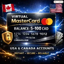 Виртуальная карта MasterCard | Баланс 5–100 CAD | Аккаунты США и Канады 