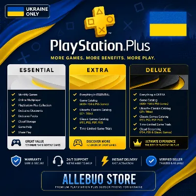 PS PLUS УКРАИНА ОСНОВНОЙ / ДОПОЛНИТЕЛЬНЫЙ / ДЕЛЮКС / 1-12 месяцев - irongamers.ru