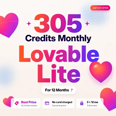 Lovable Lite Pro | 12Month | On Your Account | 300 Credits Montly+ Daily Bonus - irongamers.ru