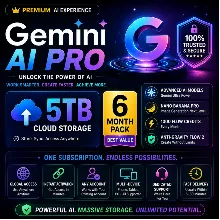 Google AI Gemini Pro (6 месяцев) | Облачное хранилище 5 ТБ | Ссылка для активации Ge