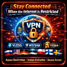 VPN VLESS Hysteria Trojan | Быстрый Безопасный VPN | Автодоставка 24/7