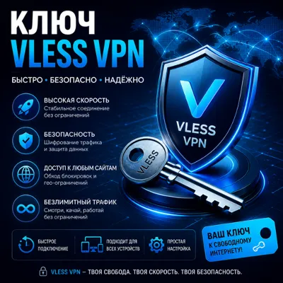 Ключ VLESS  от 3 месяцев 6 локаций_безлимит - irongamers.ru