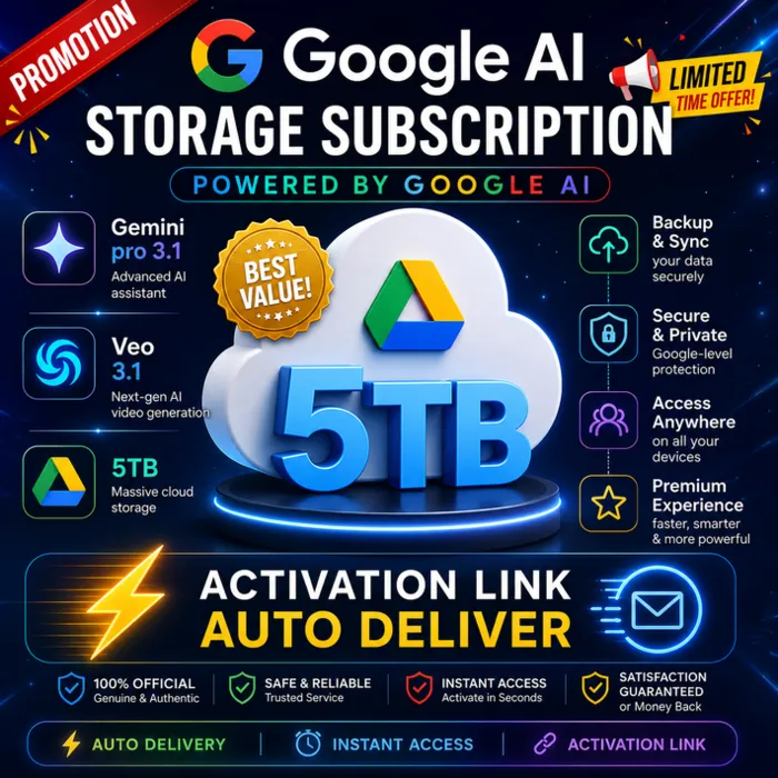 Google AI Storage 5 ТБ · Gemini pro 3.1 · Veo 3.1 · Ссылка для активации АВТОМАТИЧЕ