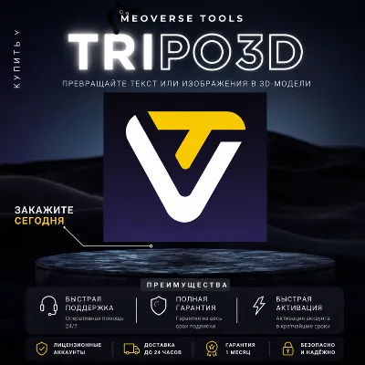 TRIPO 3D | Starter - Pro - Max Подписка на 1 месяц | БЫСТРО, НЕДОРОГО И С ГАРАНТИЕЙ - irongamers.ru