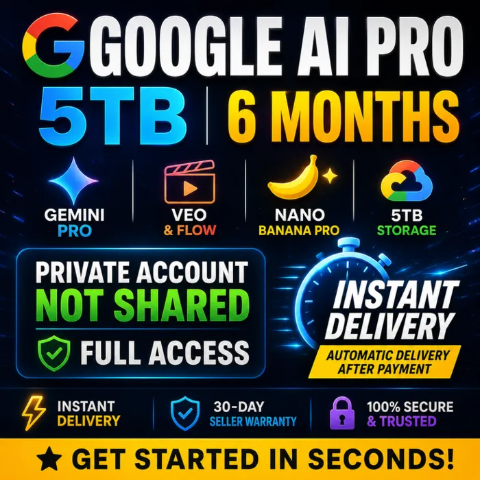 Google AI Pro 5TB · 6 месяцев · Gemini Pro · Nano Banana Pro · Veo & Flow