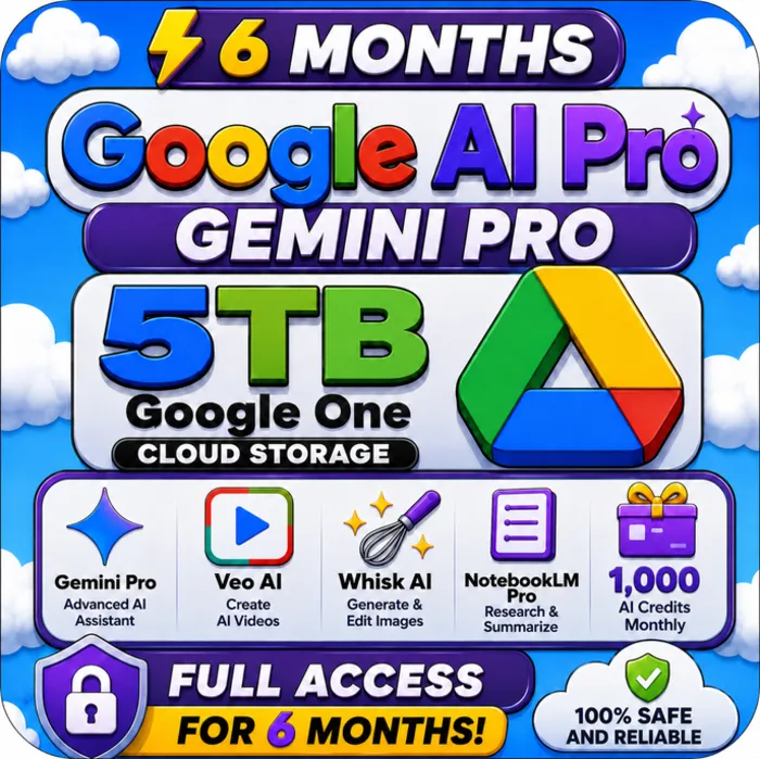 Gemini Google AI Pro — 6 месяцев — Gemini Pro + Veo + Nano Banana + 5 ТБ