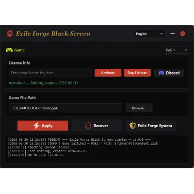 Exile Forge Black-Screen License 1 Month (pOe 1 & pOe 2)