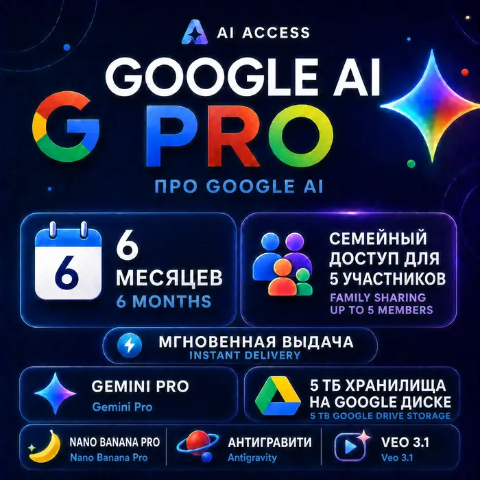 24 · 7 · Мгновенно · Google AI Pro на 18 месяцев · Ваш Gmail · Gemini 3.1 Pro