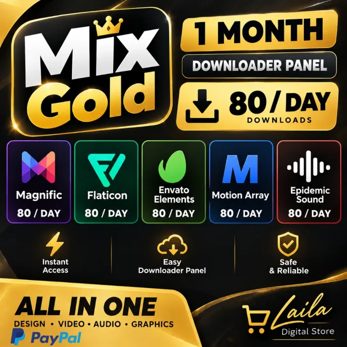 Mix Gold 1 месяц – Envato, Magnific, Flaticon, Motion Array, Epidemic Sound – Панель