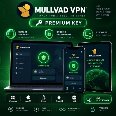 Премиум-ключ Mullvad VPN – Глобальный – Android | iOS | PC | MAC – Полная гарантия - irongamers.ru