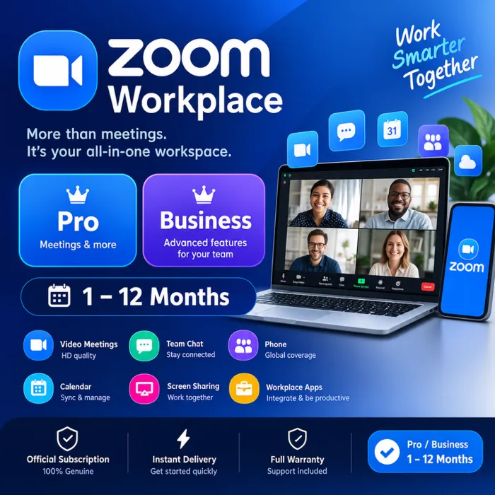 Zoom Workplace — Pro · Business · Официальная подписка · 1–12 месяцев · Быстрая актив