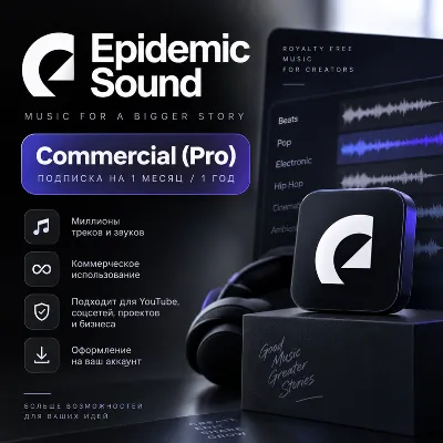 Epidemic Sound Commercial (Pro) - подписка на 1 месяц / 1 год - irongamers.ru