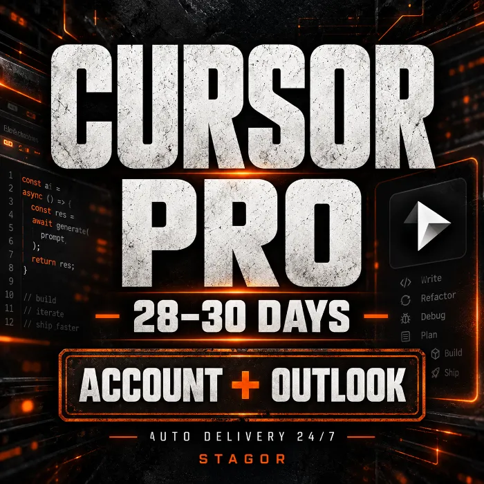 [24 · 7 АВТО] Cursor Pro 28–30 дней · Личный аккаунт + Outlook · Автовыдача